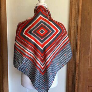ECHO Silk Gray Red Square Scarf Vintage